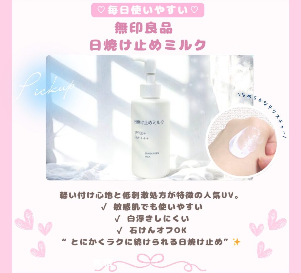 無印日焼け止めミルク　レビュー